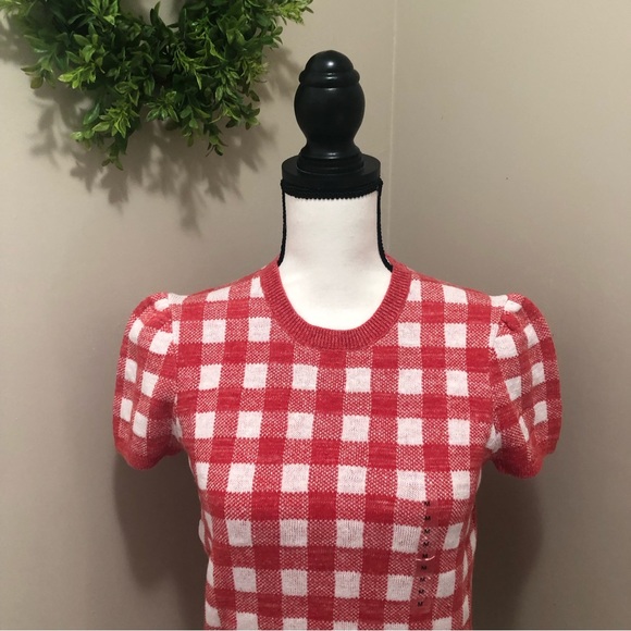 HP..🥳 POLO Ralph Lauren Linen Blend Gingham Knit Top - Picture 8 of 11
